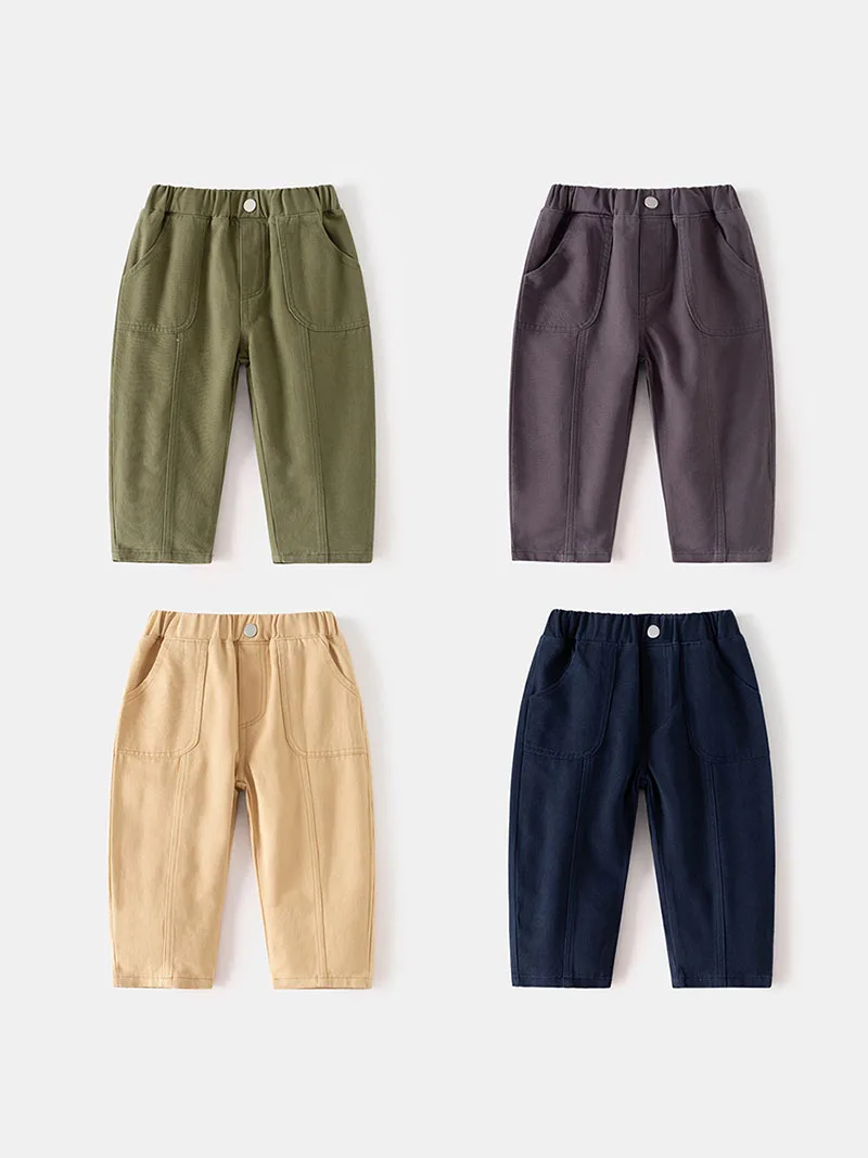 MILANCEL Pantalones informales de primavera lisos para niños - imagen 3