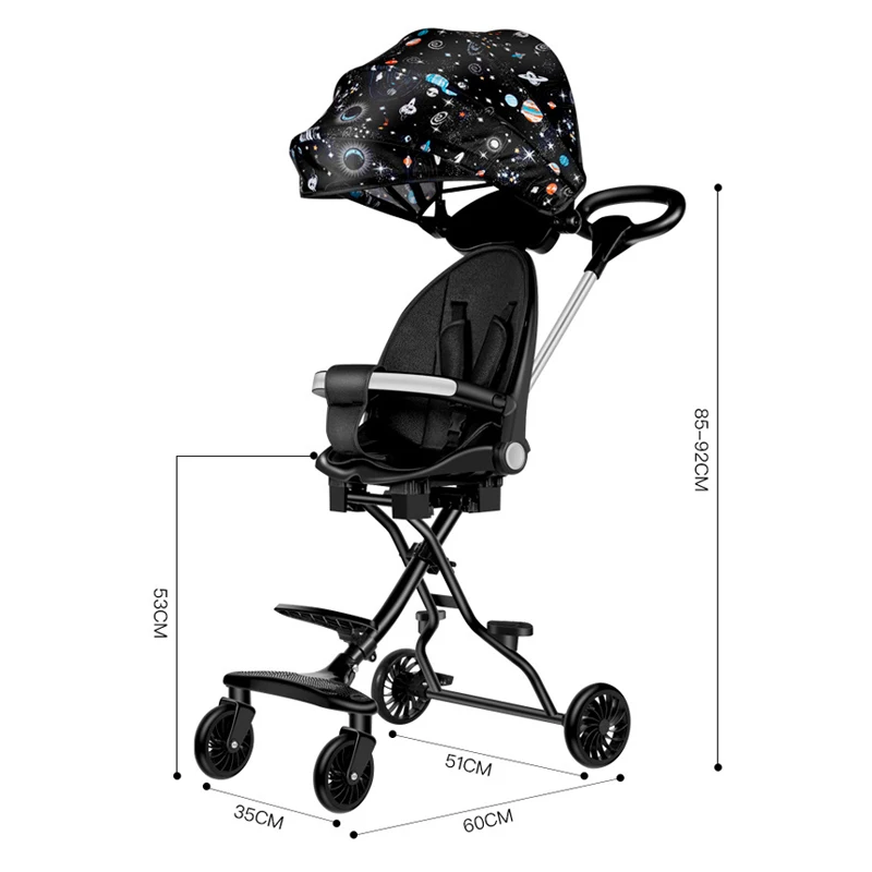 Cochecito doble plegable de cuatro ruedas para bebé - imagen 2