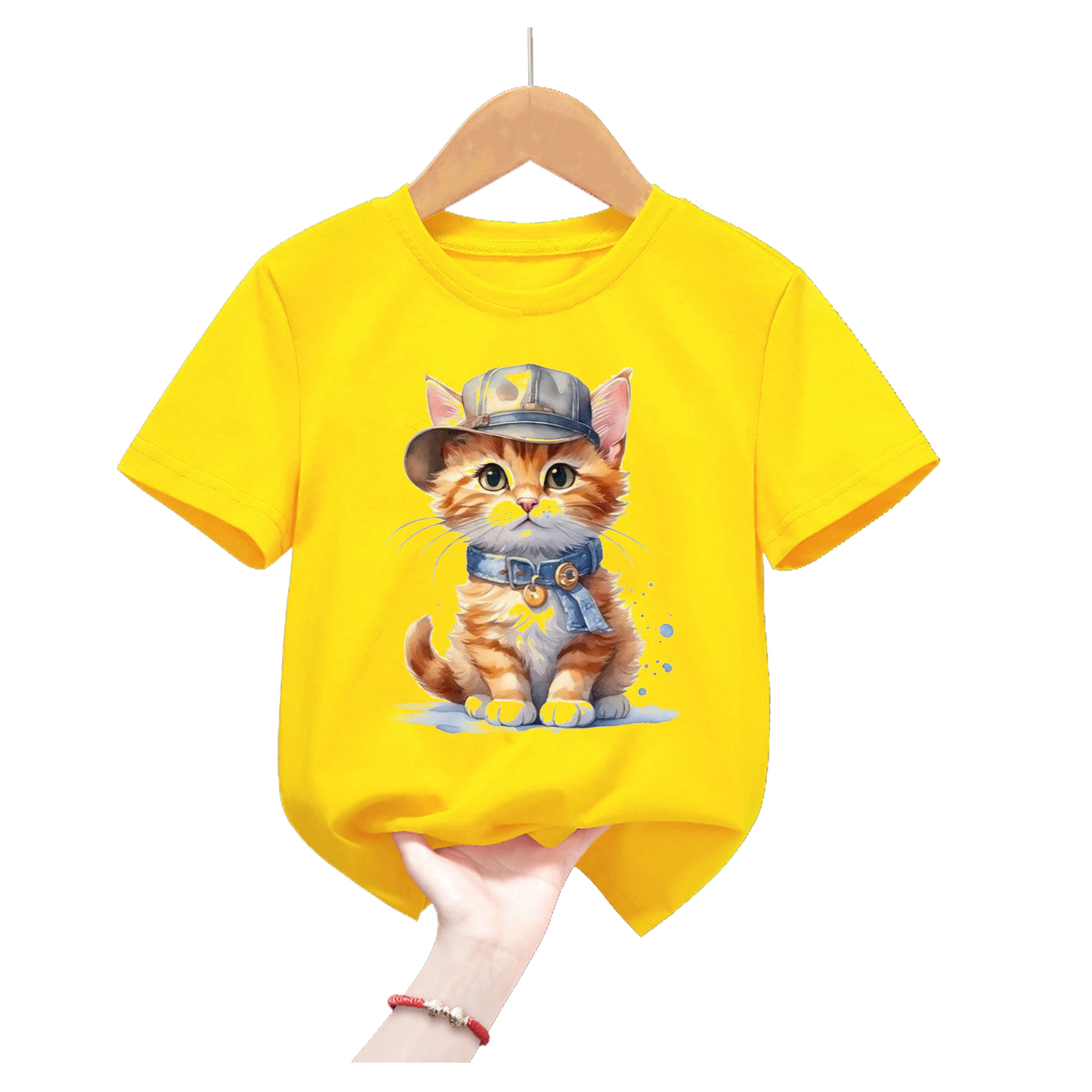 Camiseta infantil verano con estampado de gato - Manga corta - imagen 3