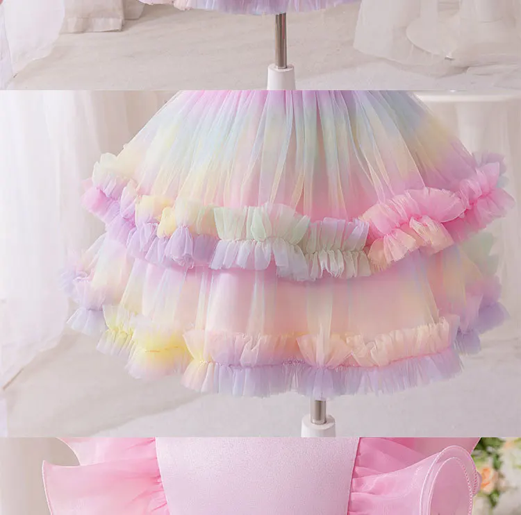 Vestido de princesa de malla para bebé con tutú multicolor fiesta - imagen 2