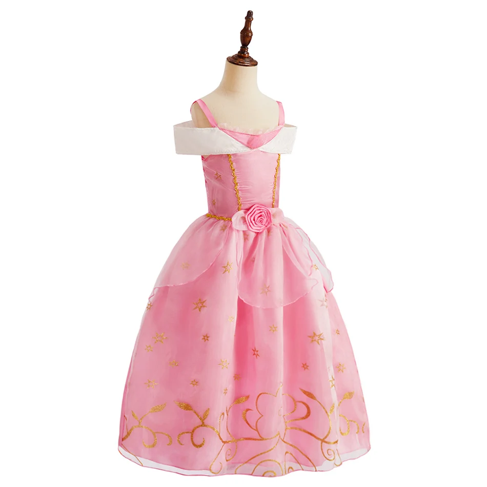 Vestido de princesa rosa con tul voluminoso y estrellas doradas - imagen 5
