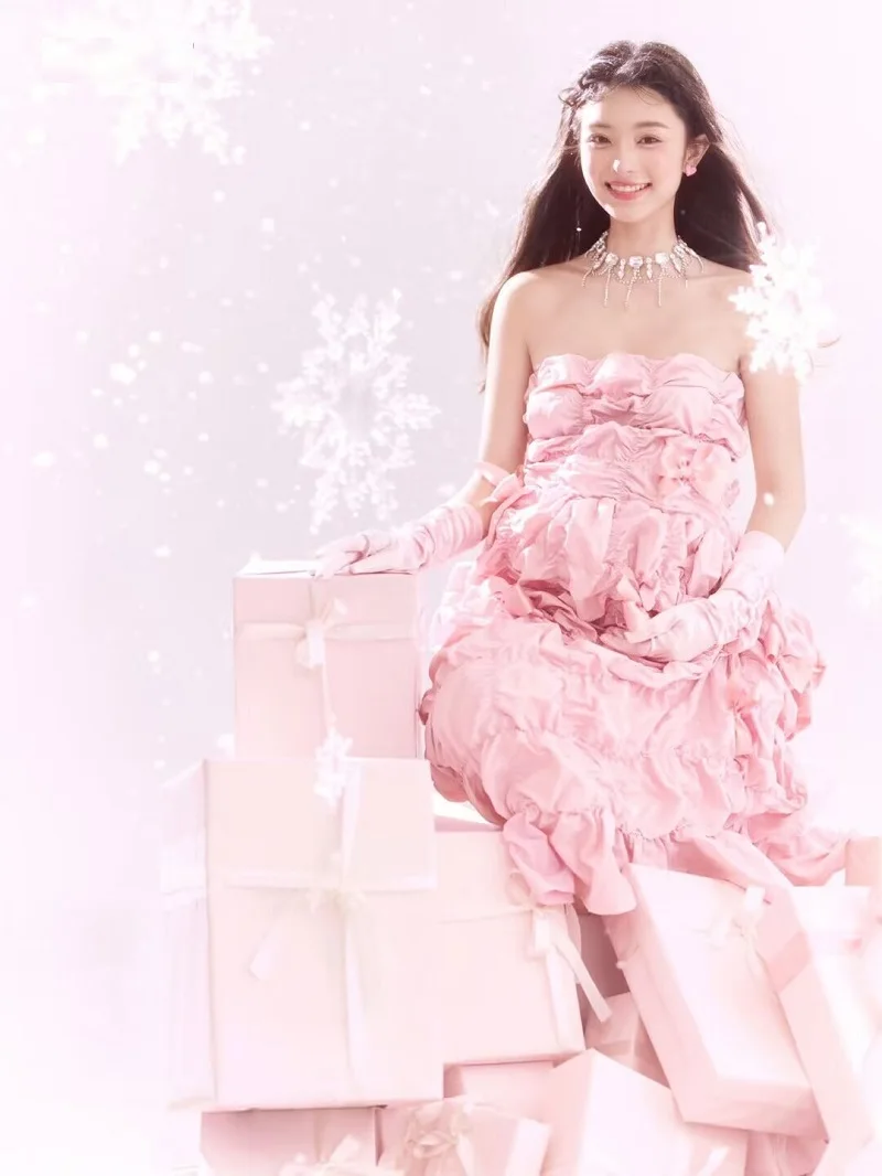 Vestido de maternidad maxi con hombros descubiertos y pliegues - imagen 2