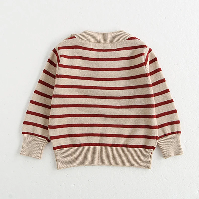 Sudadera clásica primavera para bebé con hebilla en el hombro y rayas - imagen 4