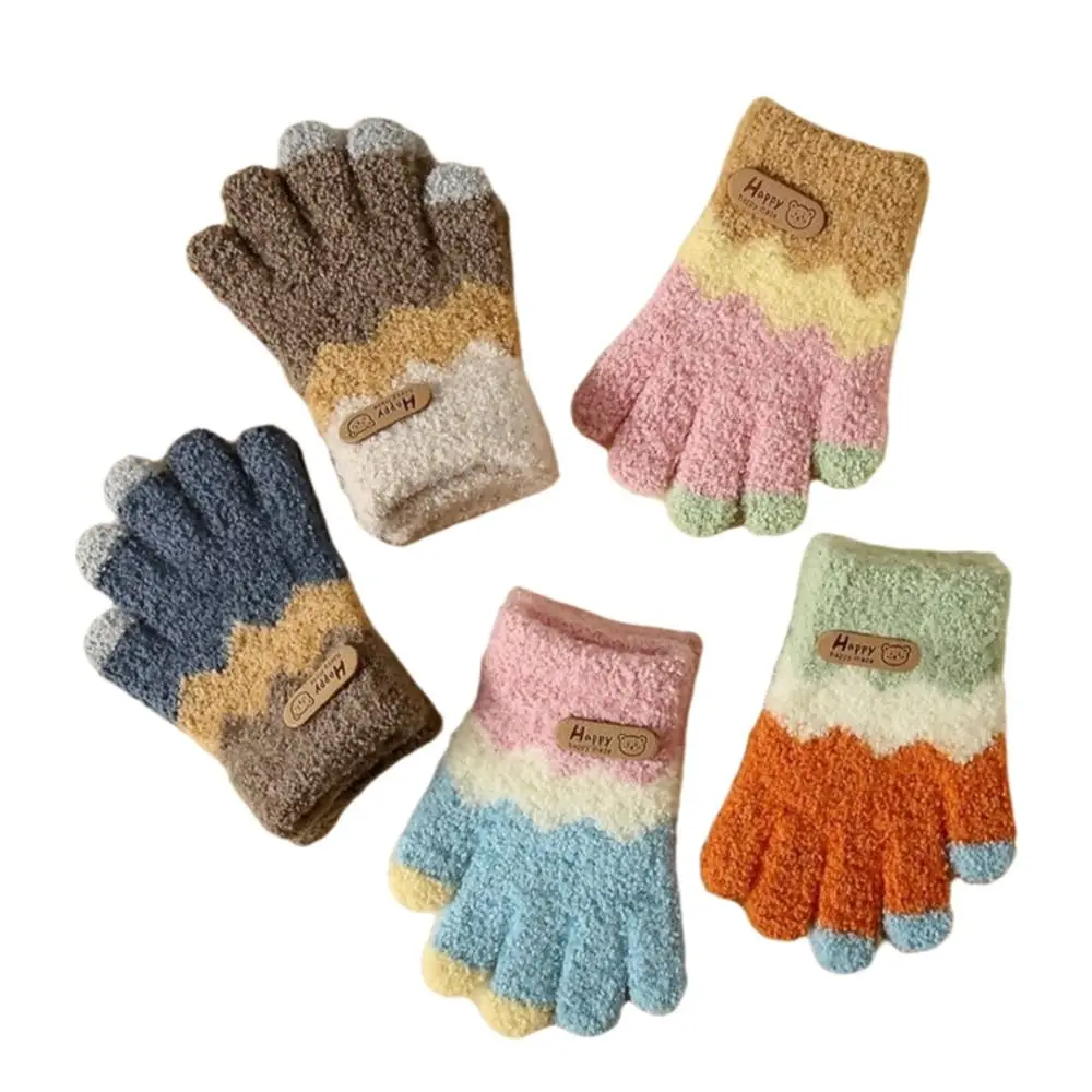Guantes de punto con dibujo de oso – Lana cálida para invierno niños - imagen 3
