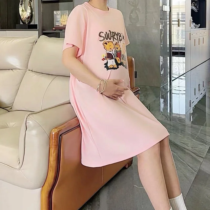 Vestido premamá estampado oso – Algodón transpirable para el verano - imagen 5