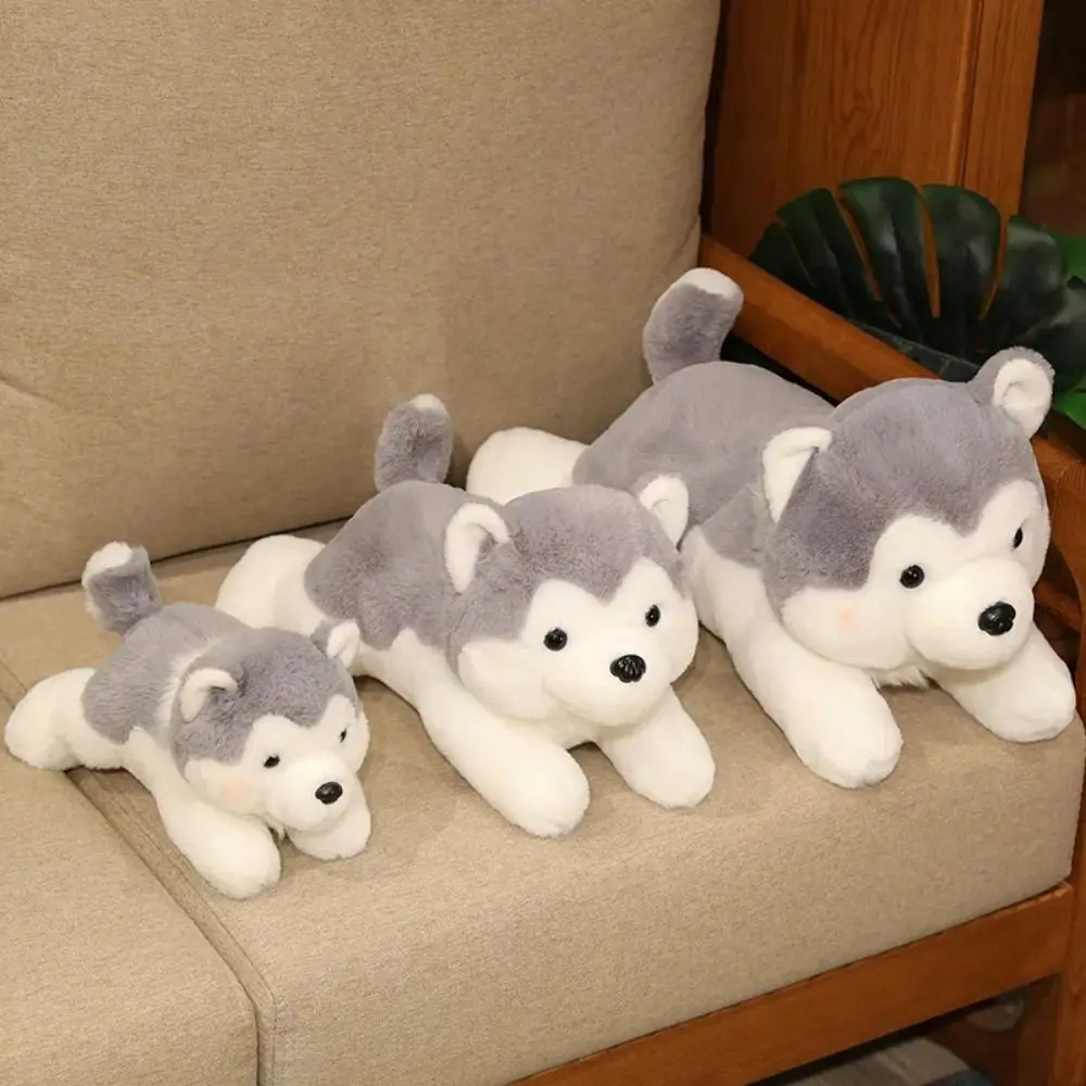 Peluche husky marrón acostado, perrito suave para niños - imagen 3