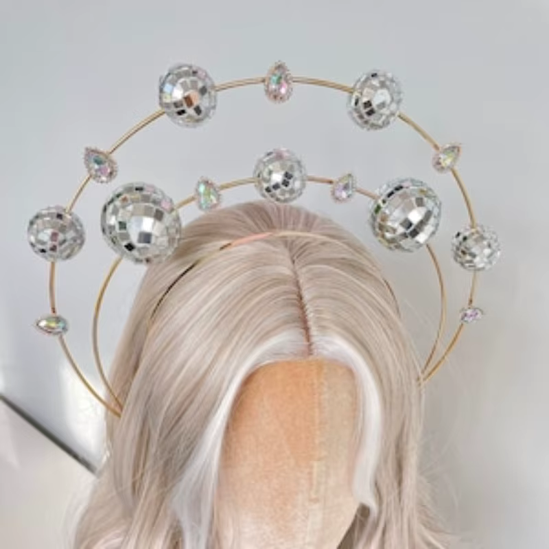Diadema plateada con bola luminosa para sesiones de fotos y fiesta - imagen 2