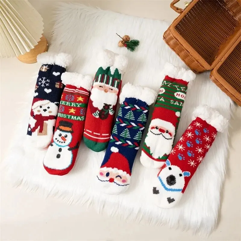 Calcetines navideños de algodón para niños y niñas
