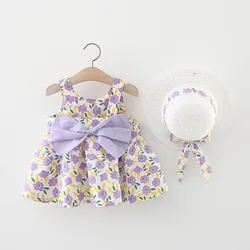 Vestido verano niña algodón orgánico con lazo floral para recién nacida