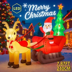 Trineo inflable de Reno con luces LED para Navidad