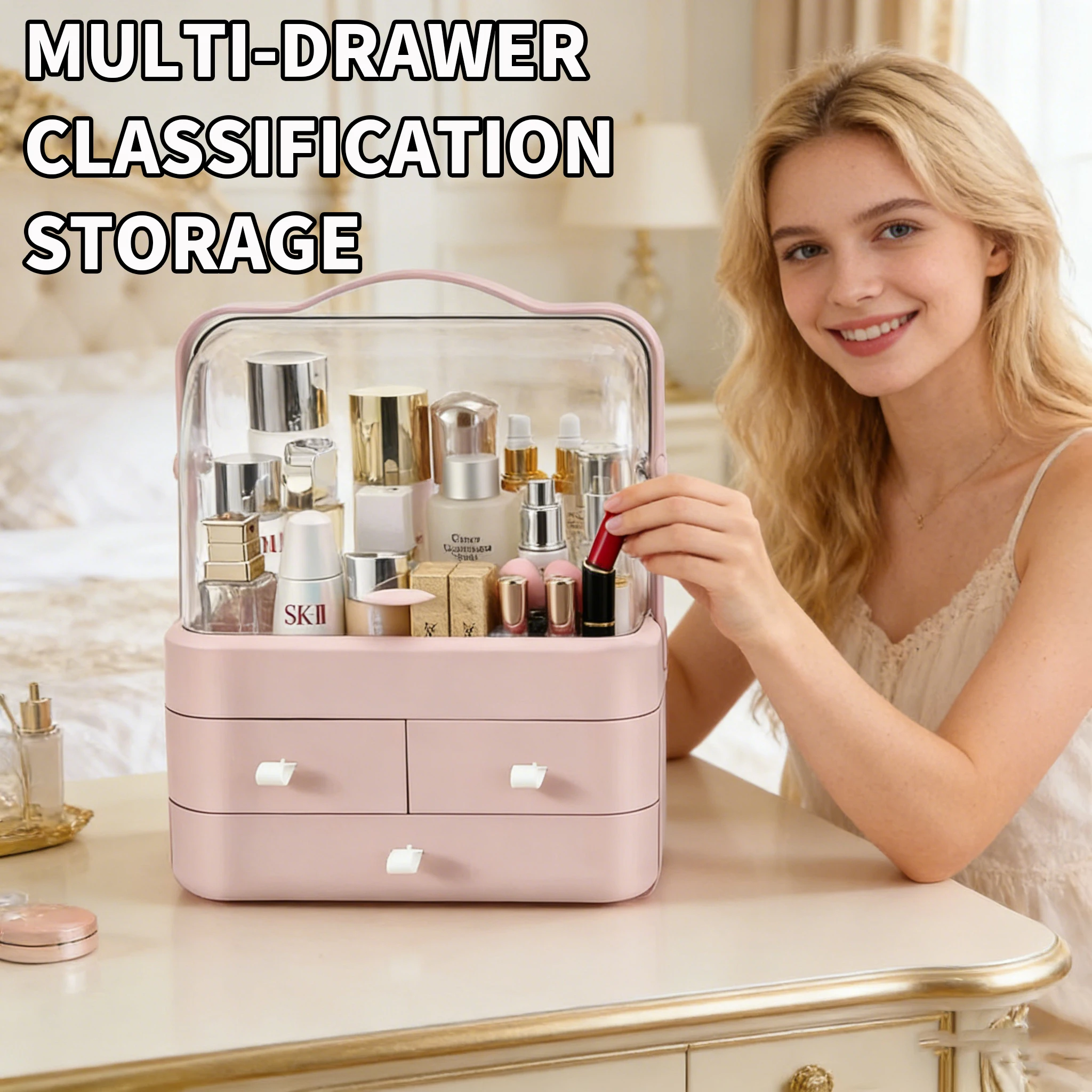 Organizador de maquillaje multiusos antipolvo con estante - imagen 5