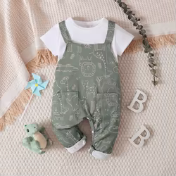 Conjunto bebé tirantes top manga corta dibujos animados verano