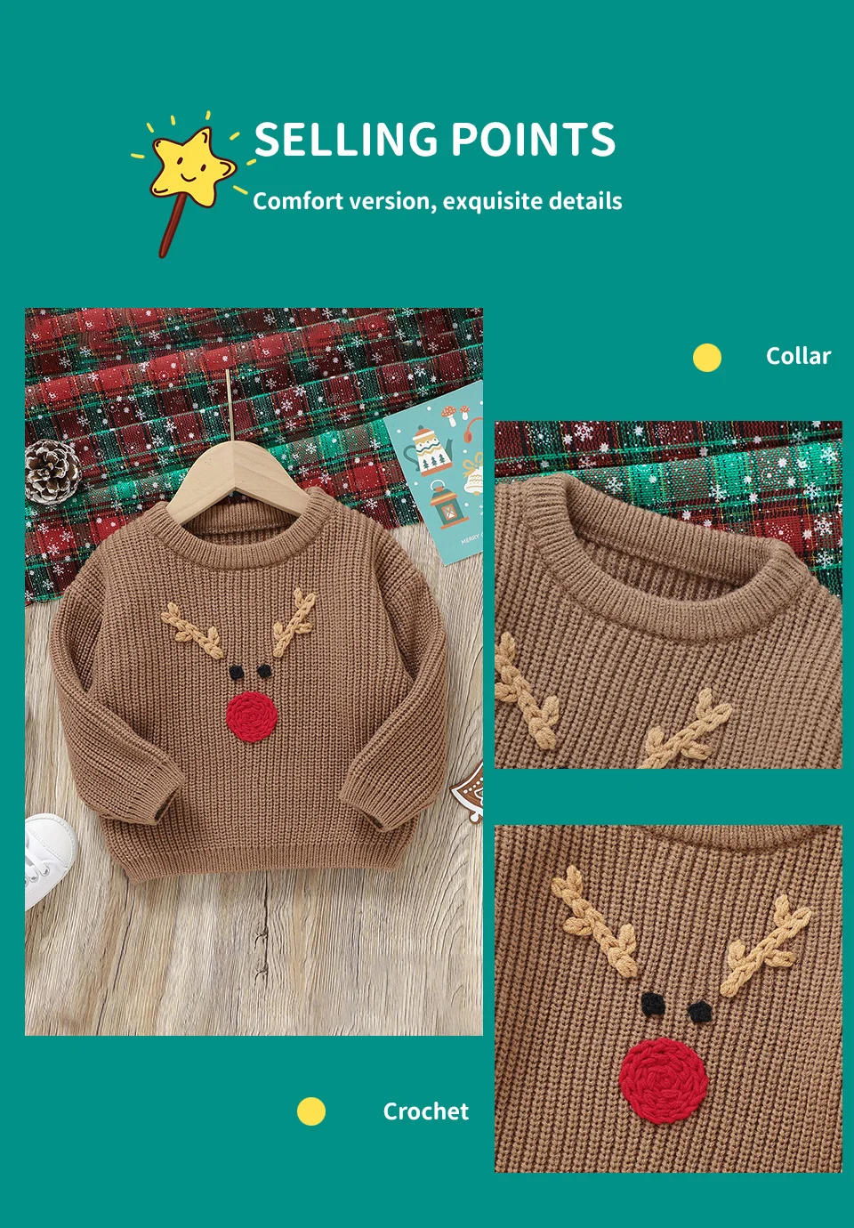Conjunto de suéteres blancos y rosados en percha