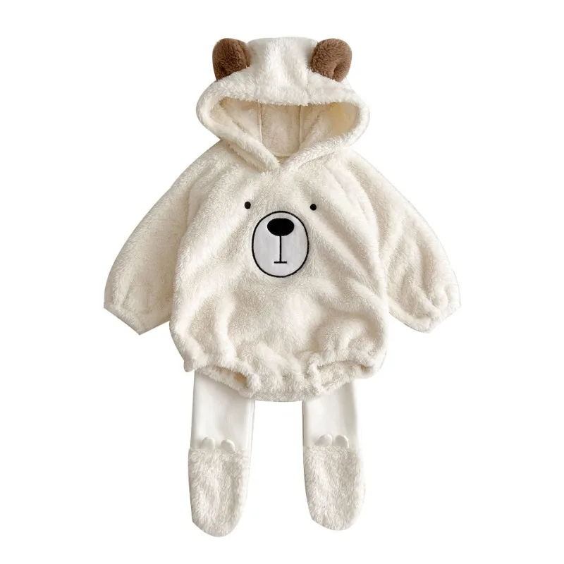 Pelele felpa para recién nacido con capucha de oso, otoño-invierno - imagen 4