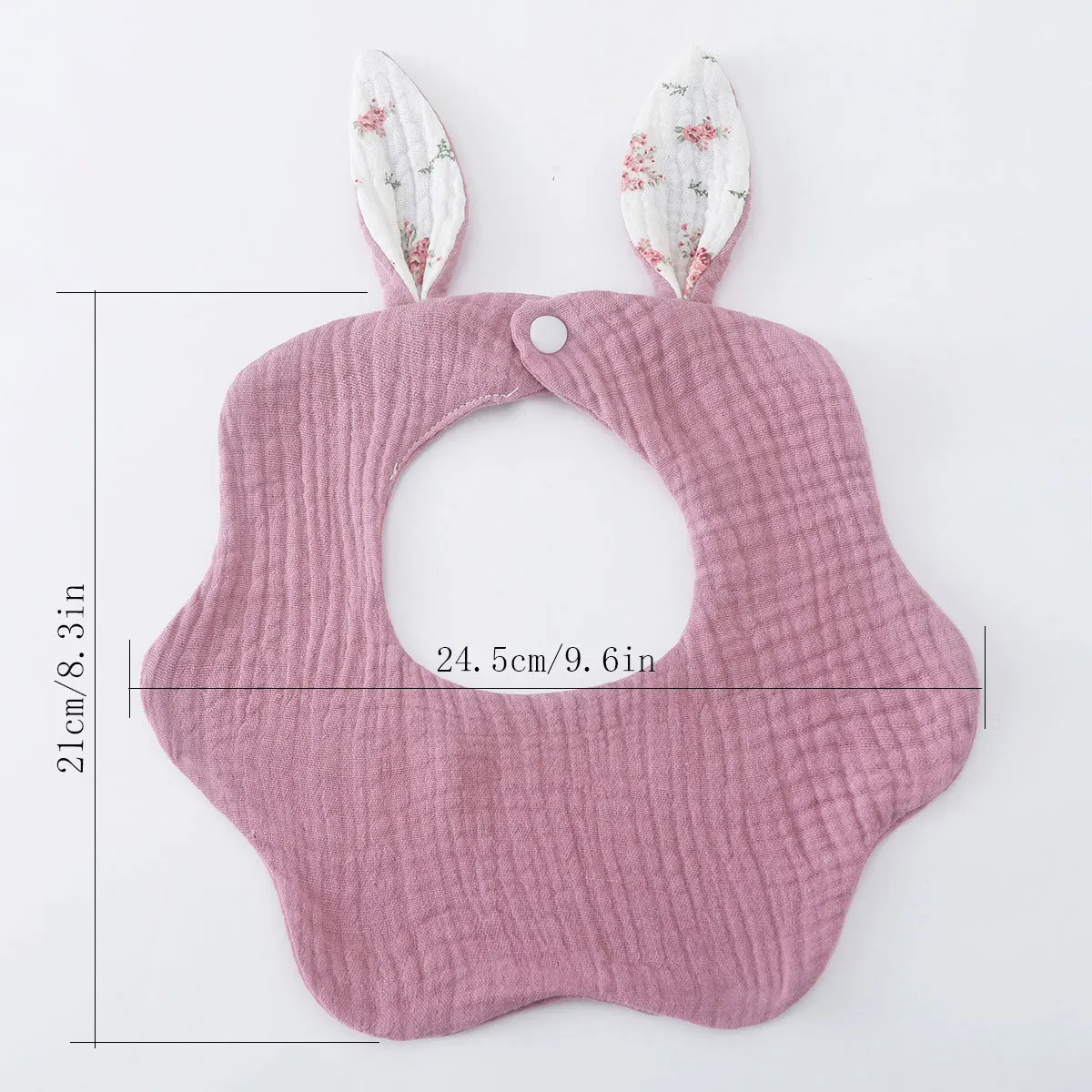 Baberos para bebe: gasa algodon con orejas conejo y borde ondulado - imagen 5