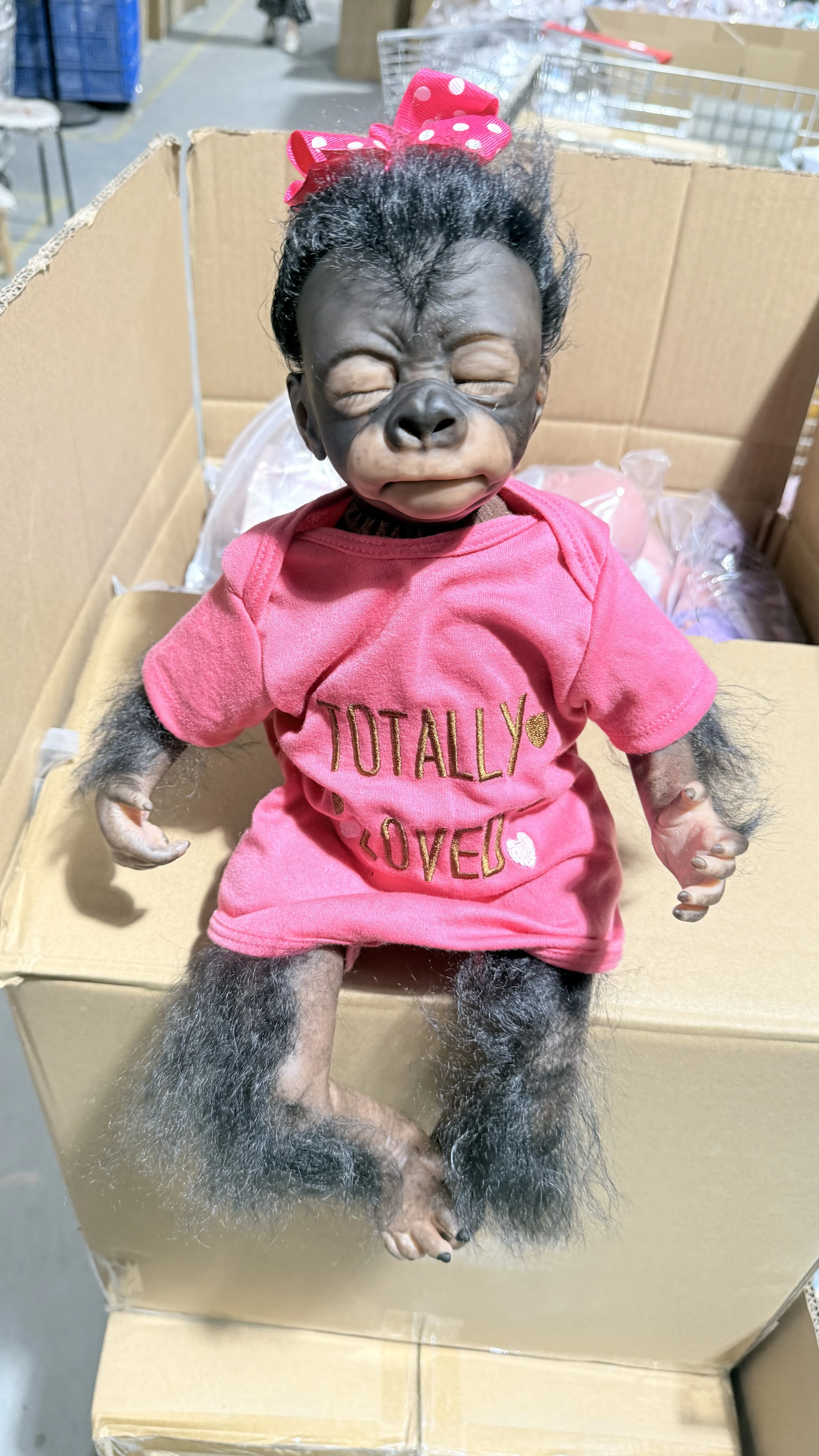 Muñeco reborn de orangután NPK pintado a mano coleccionable negro - imagen 5