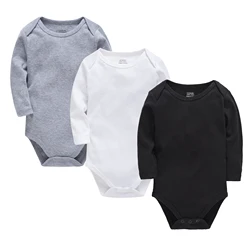 Body de algodón para bebé recién nacido – Blanco y gris