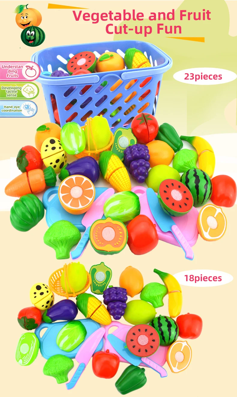 Conjunto de cortar frutas en colores vibrantes