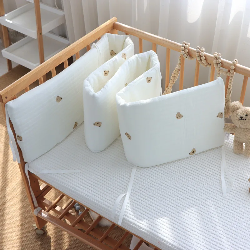 Parachoques bordados de cuna – Protector acolchonado de algodón - imagen 3