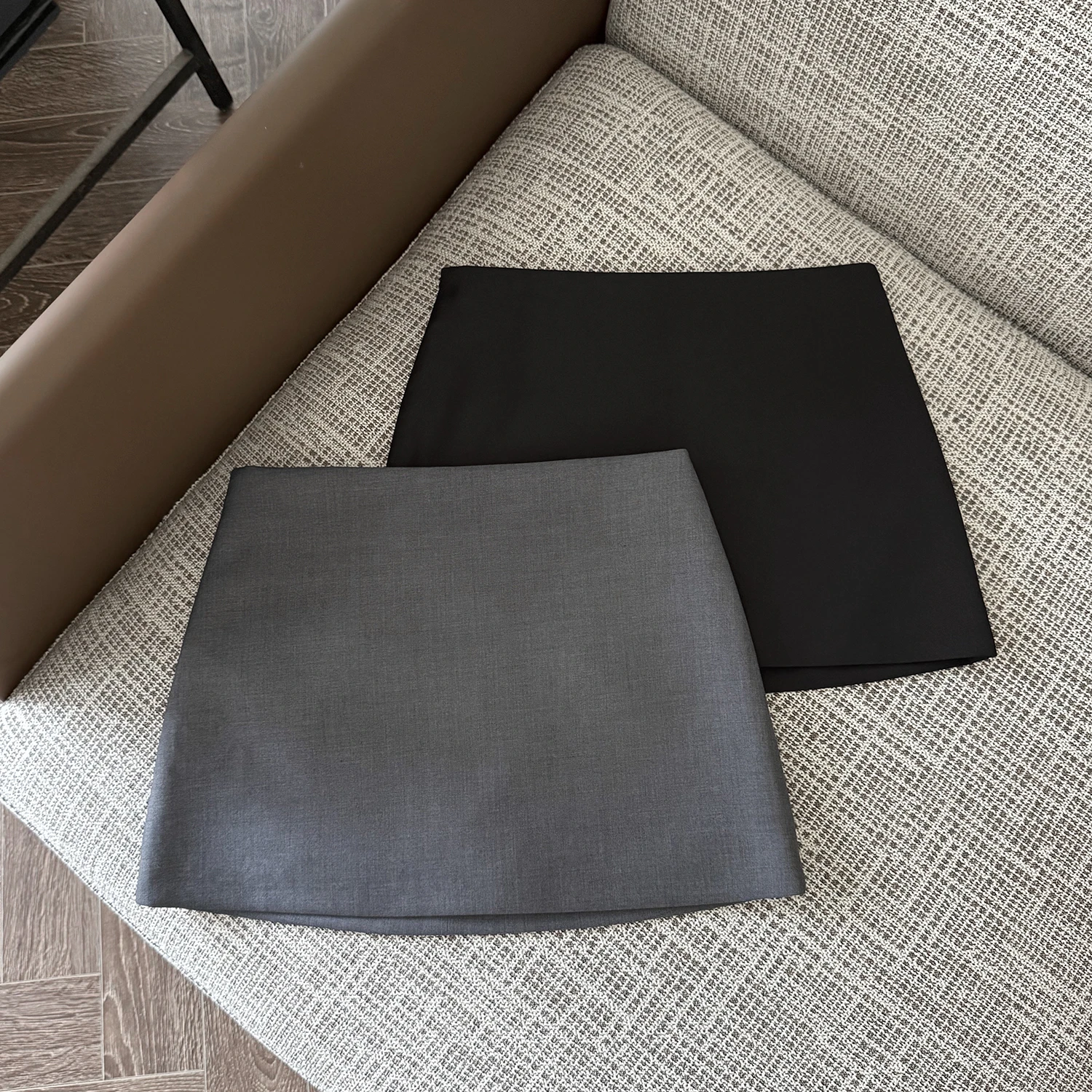 Falda gris de cintura alta ajustada a la cadera para verano mujer - imagen 5