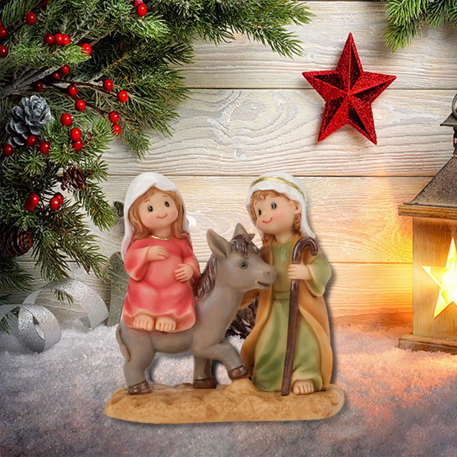 Estatuilla de la Sagrada Familia en resina para Navidad - imagen 3