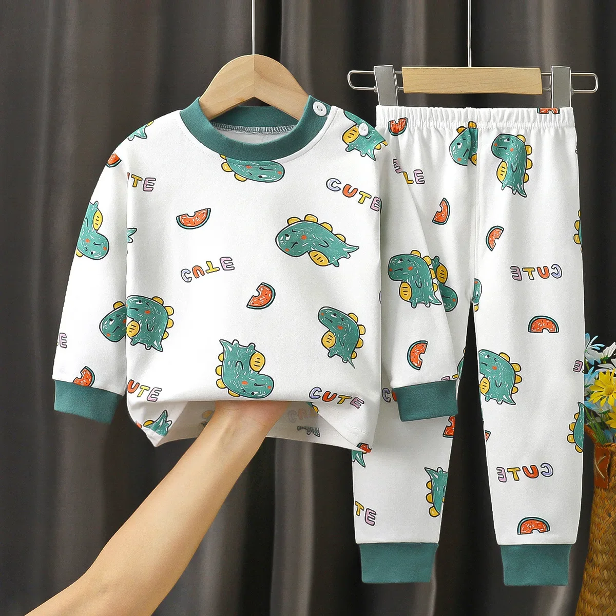 Conjunto infantil de algodón para dormir manga larga y pantalón - imagen 2