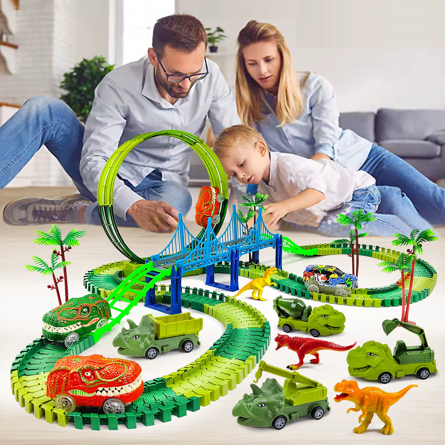 Pista de dinosaurio eléctrica mágica para niños: juguete de tren - imagen 3