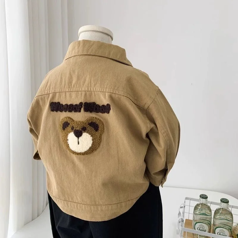 Abrigo de otoño infantil con solapa de oso estilo casual - imagen 3