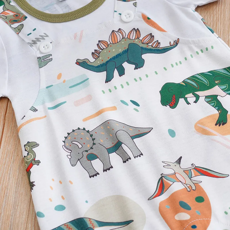 Mono de dinosaurios estampado verde para bebé niño manga corta verano - imagen 4