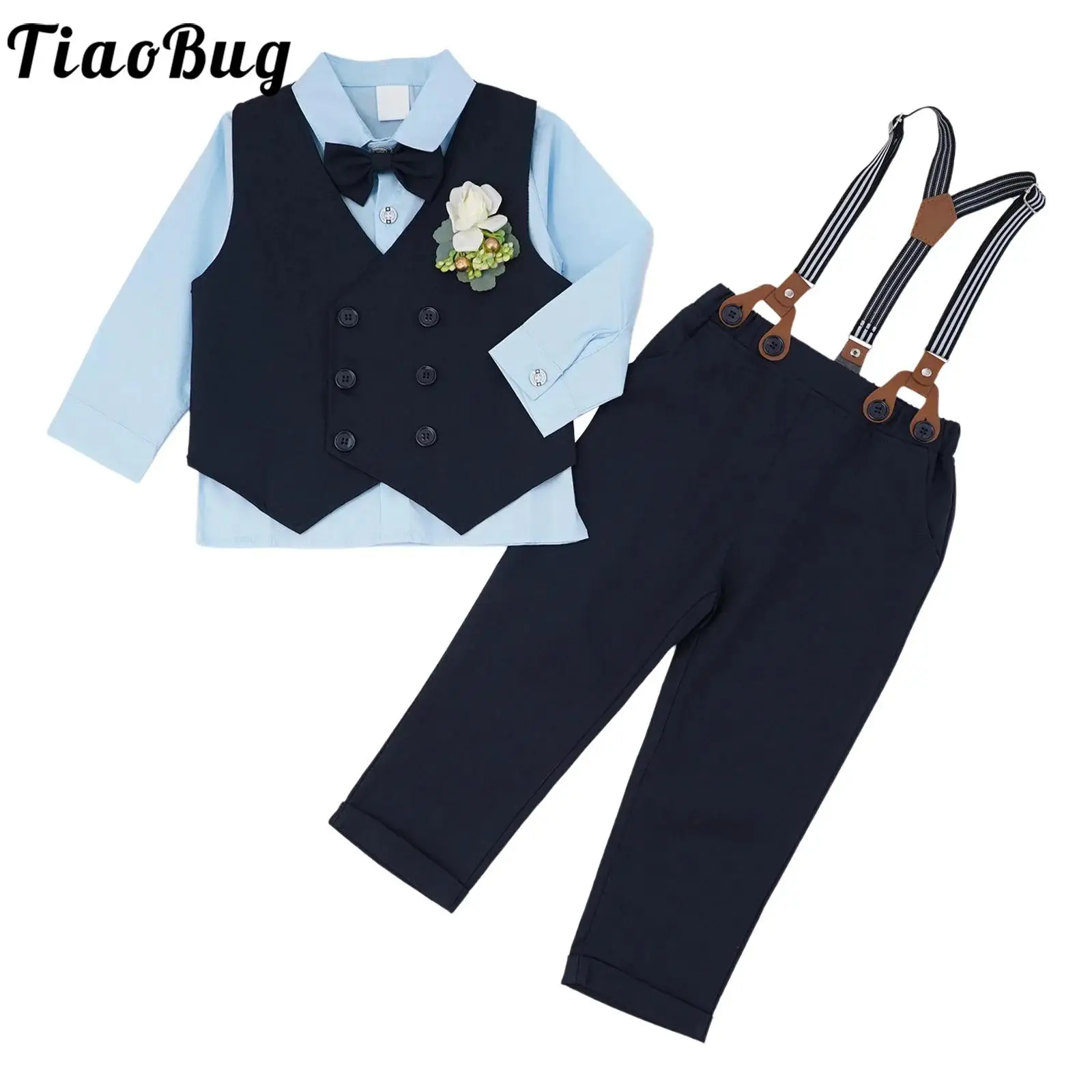 Traje de boda para niño con chaleco, camisa y pajarita - imagen 4