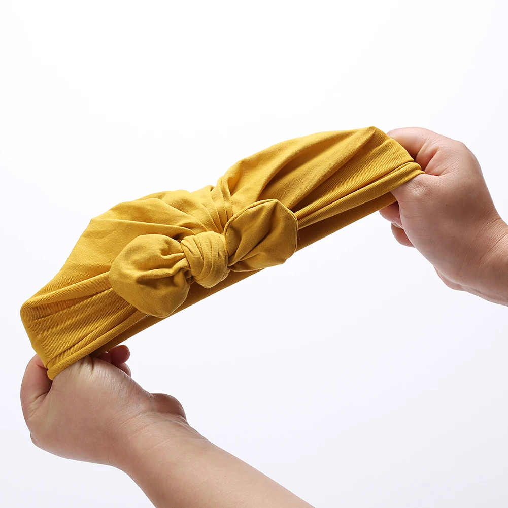 Turbante de algodon para bebe con lazo de oso - color caramelo - imagen 4