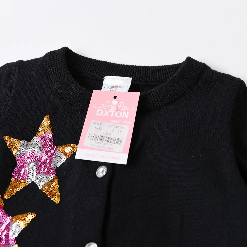 DXTON cárdigan de punto con lentejuelas estelares para niñas