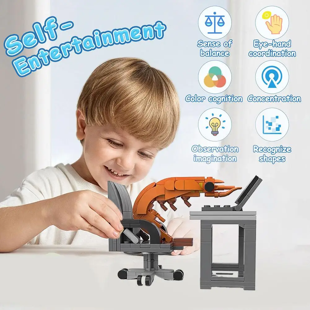 Muebles de escritorio para niños con bloques de construcción MOC