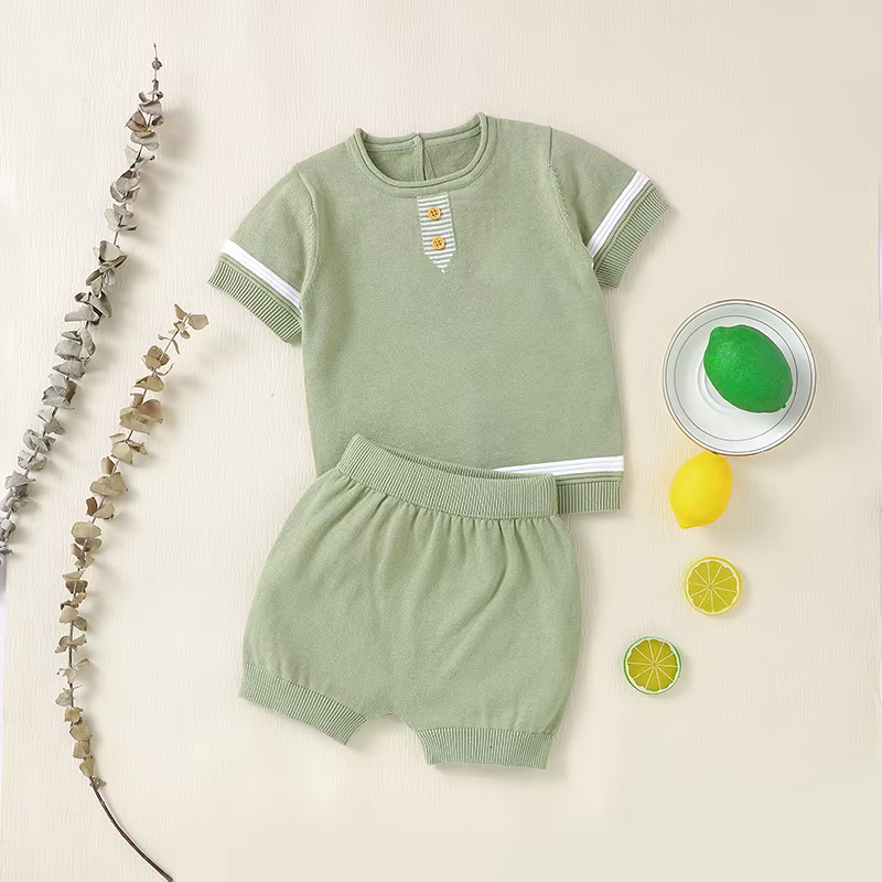 Conjunto bebé algodón punto tops y pantalones verano cómodo - imagen 3