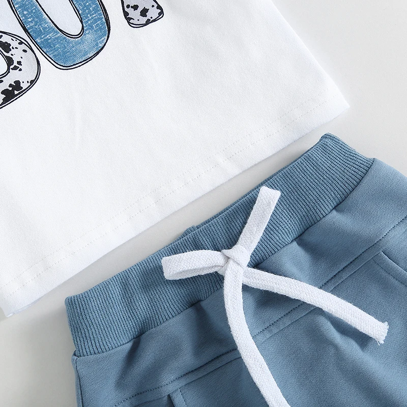 VISgogo Conjunto bebé verano: camiseta estampada y shorts elásticos - imagen 3