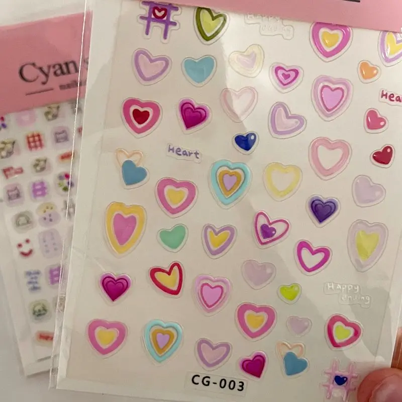 Pegatinas 3D de corazón rosa y colores para niñas, gelatina - imagen 2
