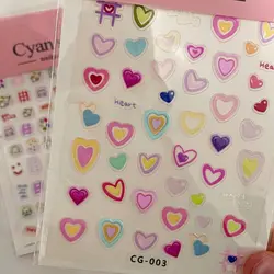 Pegatinas 3D de corazón rosa y colores para niñas, gelatina