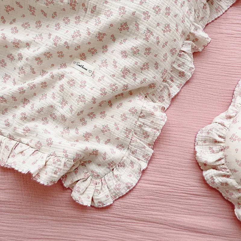 Funda nórdica de algodón con volantes para bebé – Estampado floral vintage - imagen 2