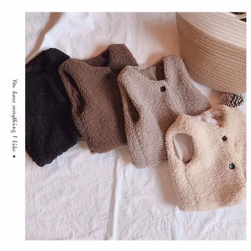Chaleco piel de cordero grueso infantil para invierno cálido - imagen 3