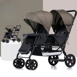 Twin Baby carrito gemelar con reclinado infinito y cesta grande
