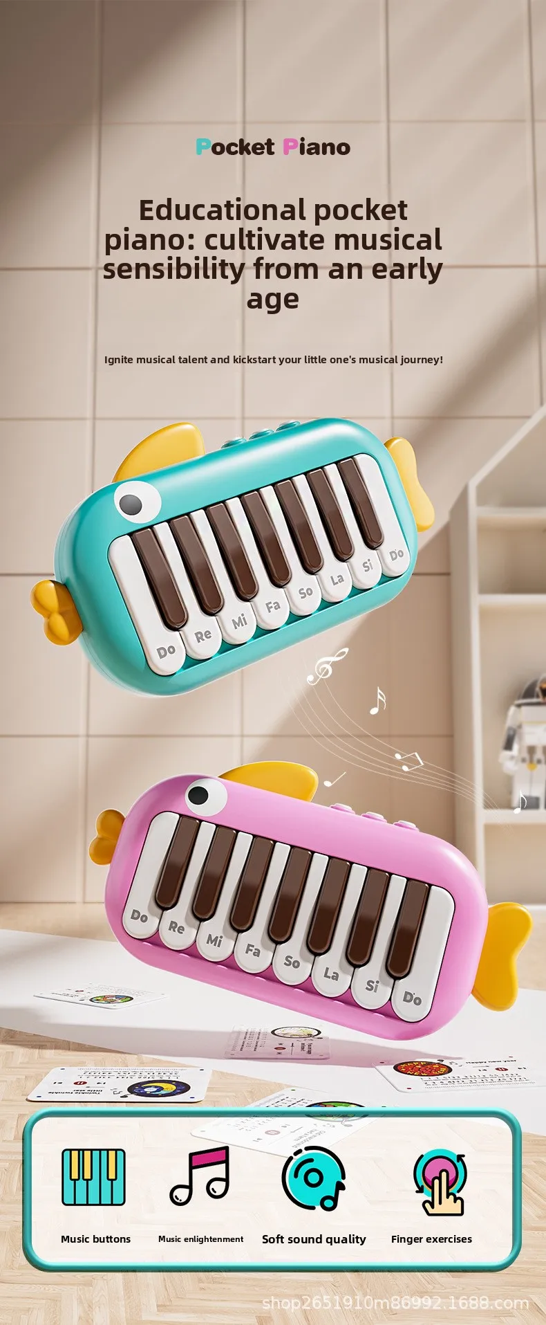 Teclado de piano de bolsillo para bebés