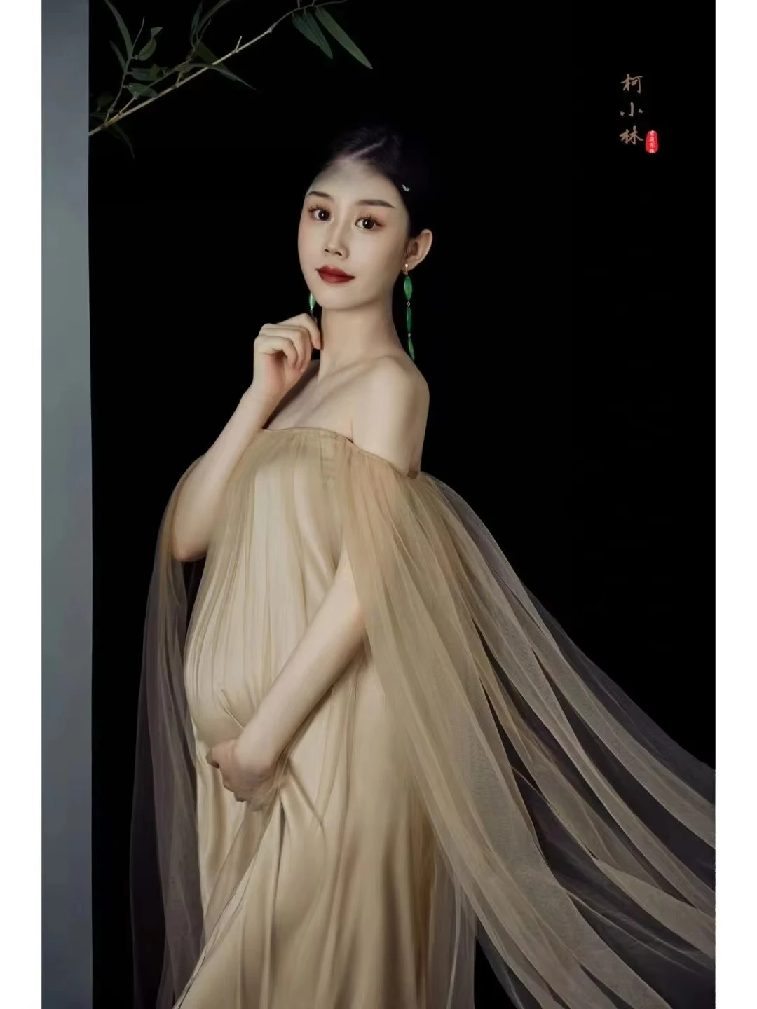 Vestido vintage de maternidad elegante para sesión fotos - imagen 2