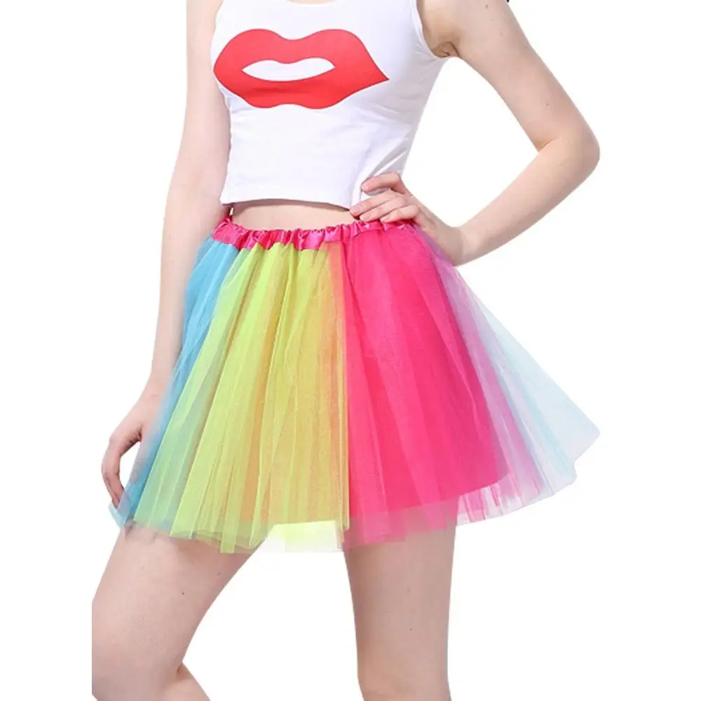 Falda tutú arcoíris de tul para niña – Vestimenta baile infantil - imagen 2