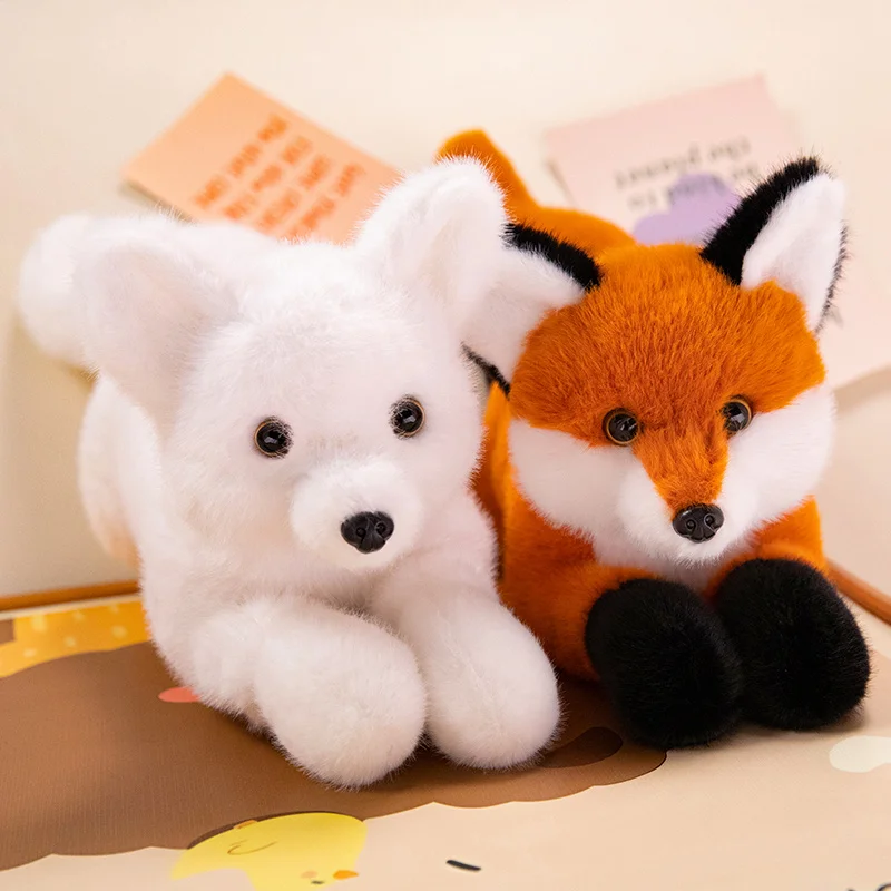 Peluche zorro blanco y rojo de cola larga, suave - imagen 4