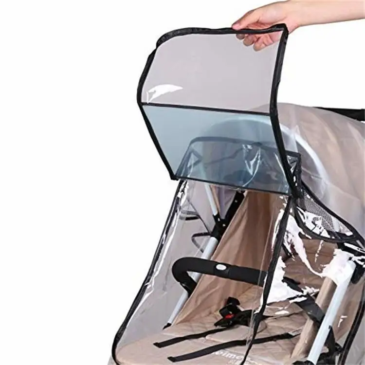 Protección frontal tipo parabrisas para el cochecito