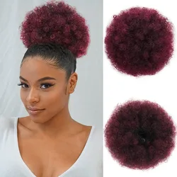 Extensión de pelo afro tipo moño puff con cordón ajustable