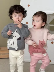Suéter de punto MILANCEL para niño con osito y parche de gato