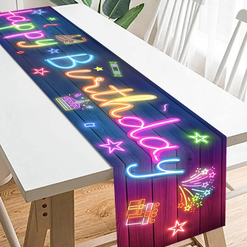 Camino de mesa fluorescente en mesa de fiesta