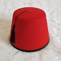 Gorro fez redondo de fieltro transpirable con borlas para disfraz