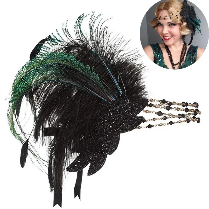Vista de la diadema con plumas
